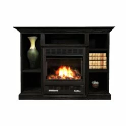 Buck Stove Model 1127 Ventless Gas Fireplace With Prestige Bookcase Mantel - 50-Inch -BBQDIRECT Sales 1127prestige black new