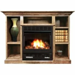 Buck Stove Model 1127 Ventless Gas Fireplace With Prestige Bookcase Mantel - 50-Inch -BBQDIRECT Sales 1127prestige light oak new