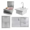 BBQ Direct Outdoor Kitchen 4-Piece Set With 32-Inch Access Door & Double Drawer Combo -BBQDIRECT Sales 14bbq 260 ddc bbq 260 drw2 bbq 260 sink 21 bbq 260 18si