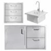 BBQ Direct Outdoor Kitchen 3-Piece Set With Access Door & Double Drawer Combo & Triple Access Drawer & Outdoor Rated Drop-In Bar Sink 1 BBQ Direct Outdoor Kitchen 3-Piece Set With Access Door & Double Drawer Combo & Triple Access Drawer & Outdoor Rated Drop-In Bar Sink -BBQDIRECT Sales 15bbq 260 ddc bbq 260 drw3 pth bbq 260 sink 21