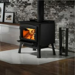 Osburn 2000 Wood Burning Stove With Blower - OB02015 - Up To 2100 Square Feet -BBQDIRECT Sales 2000 black door and black sructural legs
