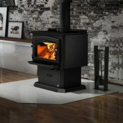 Osburn 2000 Wood Burning Stove With Blower - OB02015 - Up To 2100 Square Feet -BBQDIRECT Sales 2000 black door and pedestal 1