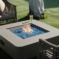 Elementi Plus Lucerne Square Concrete Fire Pit Table - OFG419LG -BBQDIRECT Sales 22 21