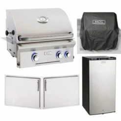 AOG L-Series 24-Inch 2-Burner Built-In Gas Grill Outdoor Kitchen Package W/ Optional Refrigerator -BBQDIRECT Sales 24nbl w ref 800x800