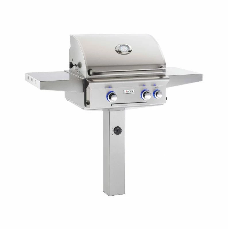 AOG L-Series 24-Inch 2-Burner Gas Grill On In-Ground Post With Rotisserie - 24NGL 3 AOG L-Series 24-Inch 2-Burner Gas Grill On In-Ground Post With Rotisserie - 24NGL