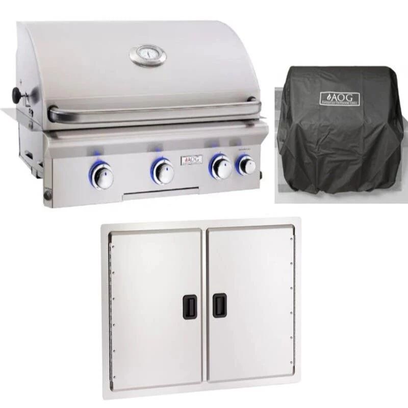 AOG L-Series 30-Inch 3-Burner Built-In Gas Grill Outdoor Kitchen Package W/ Optional Refrigerator 3 AOG L-Series 30-Inch 3-Burner Built-In Gas Grill Outdoor Kitchen Package W/ Optional Refrigerator