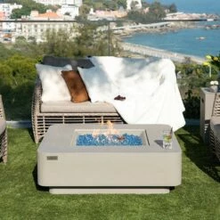 Elementi Plus Lucerne Square Concrete Fire Pit Table - OFG419LG -BBQDIRECT Sales 33 17