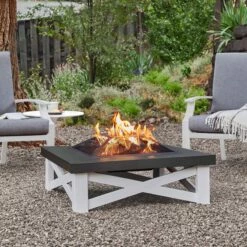 Real Flame Austin White Wood Burning Fire Pit - 350-WHT -BBQDIRECT Sales 350 wht lifestyle