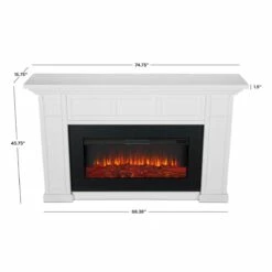 Real Flame 4130E-W Alcott 74 Inch Electric Fireplace With Mantel - White -BBQDIRECT Sales 4130e w dims 1