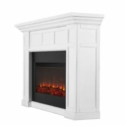 Real Flame 4130E-W Alcott 74 Inch Electric Fireplace With Mantel - White -BBQDIRECT Sales 4130e w side