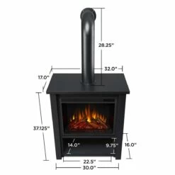 Real Flame 5005E-BK Hollis 32 Inch Electric Fireplace With Flue - Black -BBQDIRECT Sales 5005e bk dims 1