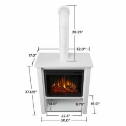 Real Flame 5005E-W Hollis 32 Inch Electric Fireplace With Flue - White -BBQDIRECT Sales 5005e w dims