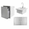 BBQ Direct Outdoor Kitchen 3-Piece Set With Double Access Door & Roll-Out Trash/Propane Tank Drawer & Outdoor Rated Drop-In Bar Sink -BBQDIRECT Sales 5bbq 260 ad40 bbq 260 trlp drw bbq 260 sink 21