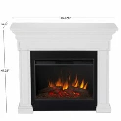 Real Flame 6720E-RW Emerson Grand 55 Inch Electric Fireplace With Mantel - Rustic White -BBQDIRECT Sales 6720e rw dims 1