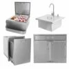 BBQ Direct Outdoor Kitchen 4-Piece Set With Roll-Out Double Trash/Recycling Bin -BBQDIRECT Sales 7bbq 260 ad30 dr1 bbq 260 trec drw bbq 260 sink 21 bbq 260 si
