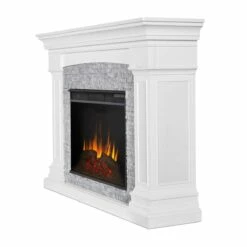 Real Flame 8290E-W Deland 63" Grand Electric Fireplace With Mantel - White -BBQDIRECT Sales 8290e w side