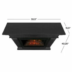 Real Flame 8770E-BK Centennial Grand 55.5" Electric Fireplace With Mantel - Black -BBQDIRECT Sales 8770e bk dims 1