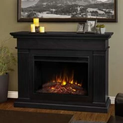 Real Flame 8770E-BK Centennial Grand 55.5" Electric Fireplace With Mantel - Black