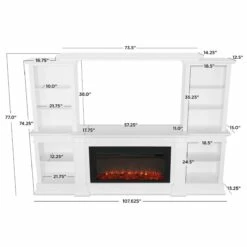 Real Flame 9900E-W Monte Vista 108" Electric Fireplace Entertainment Center - White -BBQDIRECT Sales 9900e w dims