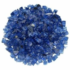 American Fire Glass 1/2 Inch Cobalt Blue Reflective Fire Glass - 10 Pounds