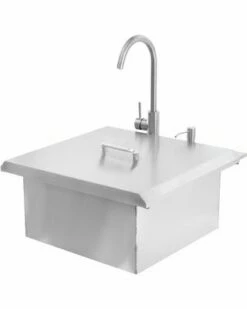 BBQ Direct Outdoor Kitchen 3-piece Set With Double Access Door & Narrow Roll-Out Trash Bin &Ã Outdoor Rated Drop-In Bar Sink -BBQDIRECT Sales bbq 260 sink 21 6