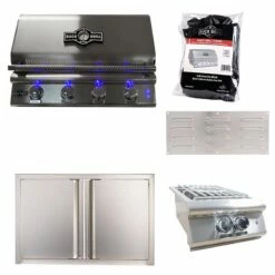 Buck Grill 32" Grill Package With Side Burner, Cover, Access Doors And Island Vents