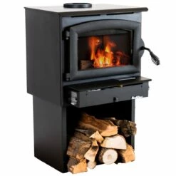 Buck Stove Model 21 Wood Stove With Blower - Heats Up To 1800 Square Feet -BBQDIRECT Sales buckstove model21 black new wood box 4