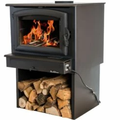 Buck Stove Model 74 Wood Stove With Blower- Heats Up To 2600 Square Feet -BBQDIRECT Sales buckstove model74 wood box pedestal blk direction 2