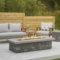 Real Flame Sedona Large Rectangular Propane Fire Pit With Natural Gas Conversion Kit- Gray - C11812LP-GRY
