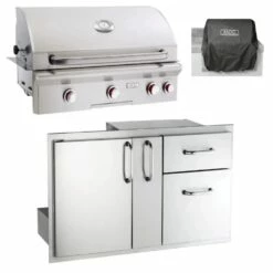 AOG T-Series 3-Piece 36-Inch 3-Burner Built-In Gas Grill Outdoor Kitchen Package W/ Optional Refrigerator