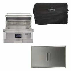 Coyote 3-Piece Outdoor Kitchen Package With 36-Inch Built-In Pellet Grill W/Optional Refrigerator