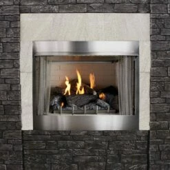 Empire Carol Rose Outdoor 42 Inch Stainless Steel Ventless Firebox With 30 Inch Wildwood Log Set And 30 Inch Millivolt Harmony Burner - OP42FB2MF / OLX30WR / ONR30 -BBQDIRECT Sales crcc36 with full surround crop 1