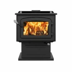 Drolet Escape 1800 - Brushed Nickel Door Large Wood Burning Stove - Heats Up To 2100 Square Feet