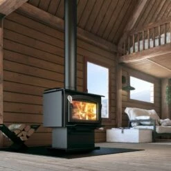 Drolet Escape Medium Wood Burning Stove - Heats Up To 1500 Square Feet -BBQDIRECT Sales db03135 escape 1500 h 1