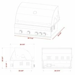 Dragon Fire Grills 32-Inch 4-Piece Built-In Grill Package -BBQDIRECT Sales df32 sketch 3