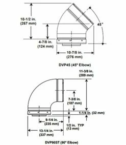 Majestic DVP 5" X 8" Direct-Vent Pipe Components 14 Majestic DVP 5" X 8" Direct-Vent Pipe Components -BBQDIRECT Sales dvp elbows