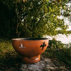 Fire Pit Art 36-Inch Gas Fire Pit - Fleur De Lis