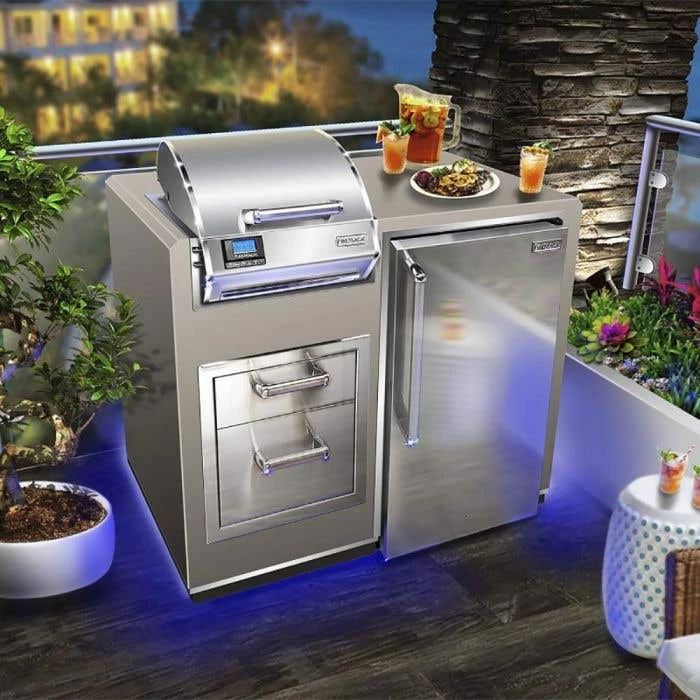 Fire Magic Electric Grill Island Bundle With Refrigerator & Double Drawers - ID251-R-44SM 3 Fire Magic Electric Grill Island Bundle With Refrigerator & Double Drawers - ID251-R-44SM