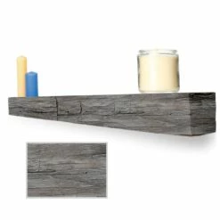 Lexington Hearth Hayloft Beam Weathered Grey 5â Fireplace Non-Combustible Mantel - HB-5-LH-WG