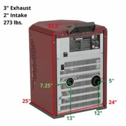 Comfortbilt HP22-Burgundy-SS Pellet Stove - Heats Up To 2800 Square Feet -BBQDIRECT Sales hp22 burgundy ss dims 1