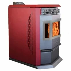 Comfortbilt HP22-Burgundy-SS Pellet Stove - Heats Up To 2800 Square Feet -BBQDIRECT Sales hp22 burgundy ss side