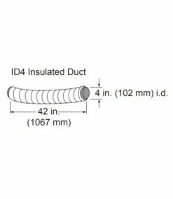 Majestic 4 Inch Insulated Flex Duct For Outside Air - Includes Two 42 Inch Sections