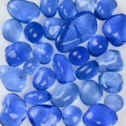 American Specialty Glass 3/8 Inch To 1/2 Inch Azure Mist Jelly Bean Fire Glass - 10 Pounds