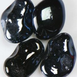American Specialty Glass 1/2 Inch To 1 Inch Black Licorice Iridescent Jelly Bean Fire Glass - 10 Pounds