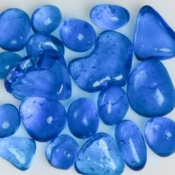American Specialty Glass 3/8 Inch To 1/2 Inch Blue Raspberry Jelly Bean Fire Glass - 10 Pounds