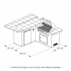 Bull BBQ Island - JR. Gourmet Q With Raised Bar -BBQDIRECT Sales jr. gourmet dims angle