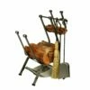 Enclume Front Loading Fireplace Log Rack With Tools Hammered Steel Finish - LR14NT HS -BBQDIRECT Sales lr14nt hs