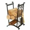 Enclume Compact Curved Fireplace Log Rack With Tools Hammered Steel Finish - LR16 HS -BBQDIRECT Sales lr16 hs