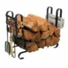 Enclume Large Modern Fireplace Log Rack With Tools Hammered Steel Finish - LR19AT HS -BBQDIRECT Sales lr19at hs