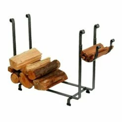 Enclume Indoor Outdoor Large Rectangle Fireplace Log Rack Hammered Steel Finish - LR1A HS CL